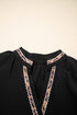 Contrast Trim V Neck Bracelet Sleeve Shift Mini Dress